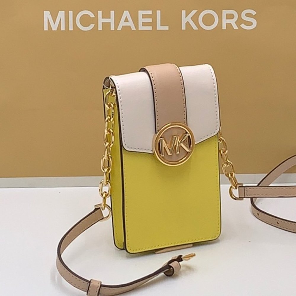 MICHAEL KORS Carmen Small Color-Block Faux Leather Phone Crossbody Bag - Picture 4 of 16